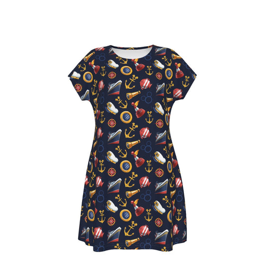 Mouse Ear Nautical Icons - Women's T-Shirt Dress