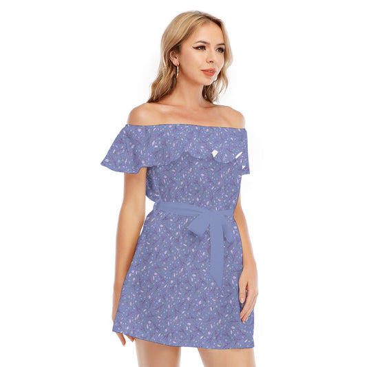 Lavender Vibes - Women's Off-shoulder Ruffle Dress