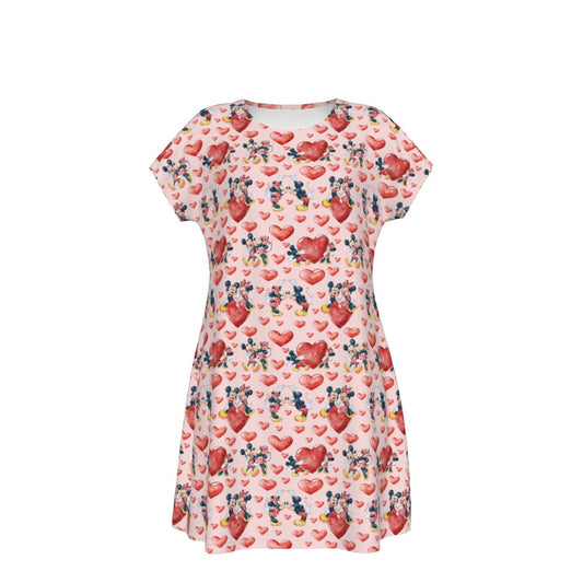 Valentine Mouse Couple - Women's T-Shirt Dress