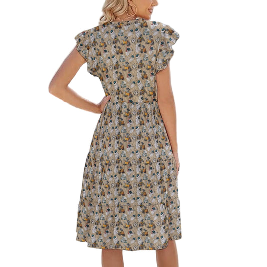 Robot Romance Sketched - Women's Tiered Pocket Midi Dress