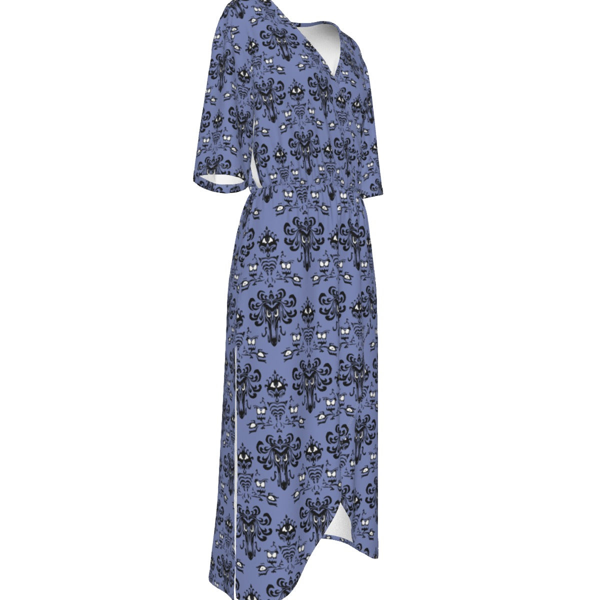 Spooky Mansion Wallpaper - Women’s V-Neck Wrap Midi Dress