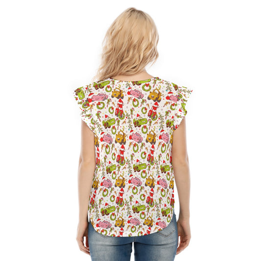 Holiday Race Day - Women’s Flutter Sleeve Top