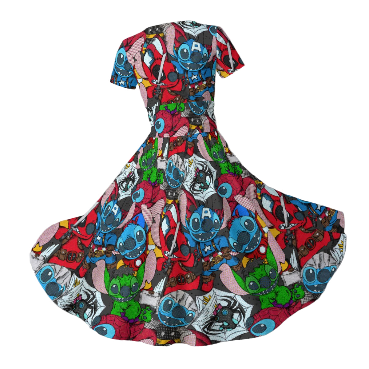 Superhero Stitch - Heroes Assembled - Women's V-Neck Ruched Midi Dress