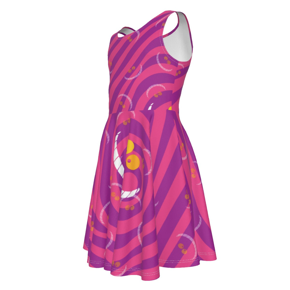 Whimsical Grinning Stripes- Kid's Sleeveless Skater Dress