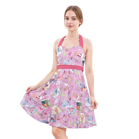 Holiday Winter Princess Christmas Snapshots - Women's Halter Vintage Pocket Dress