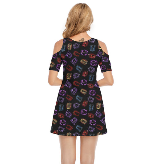 Villain Silhouettes Sparkle - Women's Cold Shoulder Cotton Dress