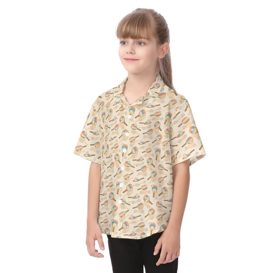 Retro Pickleball Volley - Kid's Hawaiian Button Up Shirt