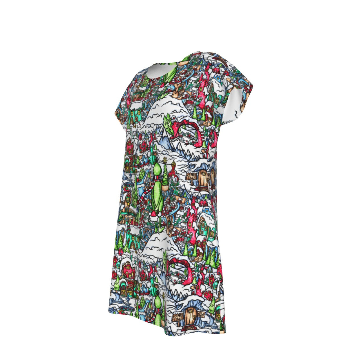 Whimsical Village Winter Wonderland - Women's T-Shirt Dress