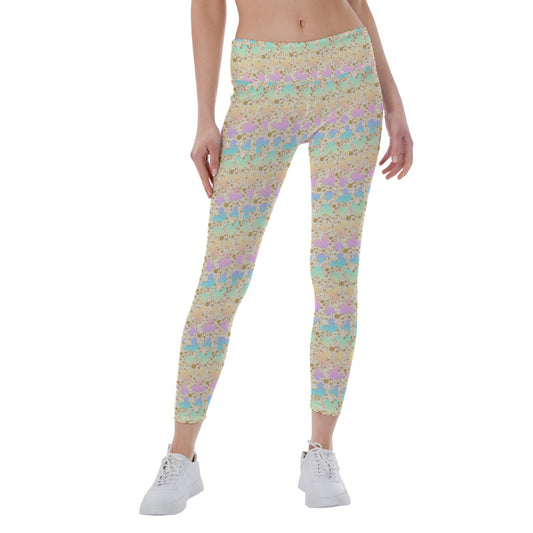 Gold Dot Rainbow Mouse Ears Castle - Women's Yoga Leggings