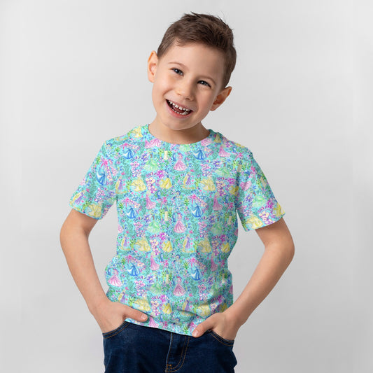 Bright Tropical Princess - Royal Garden Mashup - Kid’s Short Sleeve T-Shirt