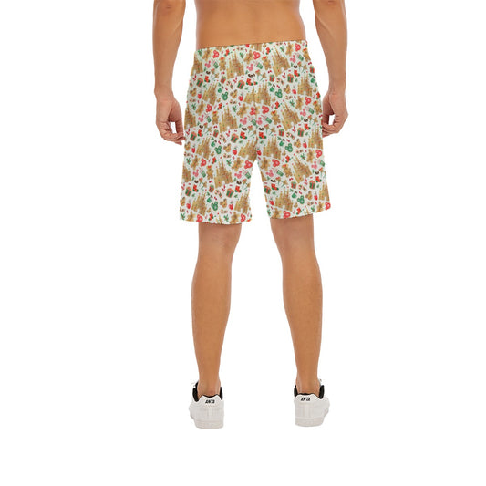 Gingerbread Castle Holiday Treats - Men’s Pocket Beach Shorts