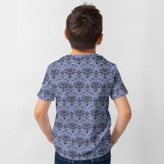 Spooky Mansion Wallpaper - Kid’s Short Sleeve T-Shirt