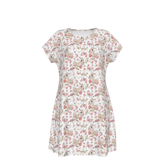 Woodland Bunny Cottagecore - Women's T-Shirt Dress