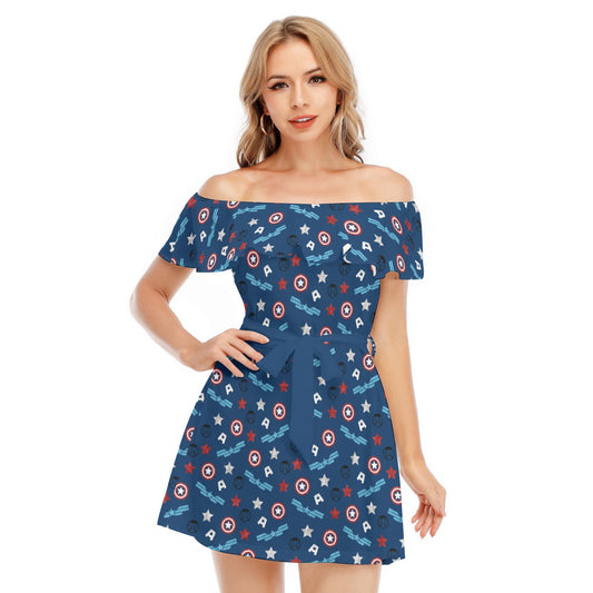 American Superhero - Women's Off-shoulder Ruffle Dress