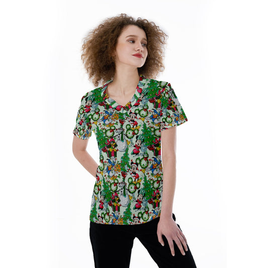 Mouse Friends Christmas Decorationsions - Women's Short Sleeve V-Neck T-Shirt