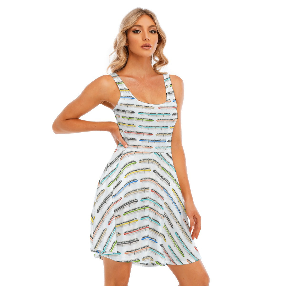 Monorail Rainbow Express - Women's Sleeveless Pocket Skater Dress
