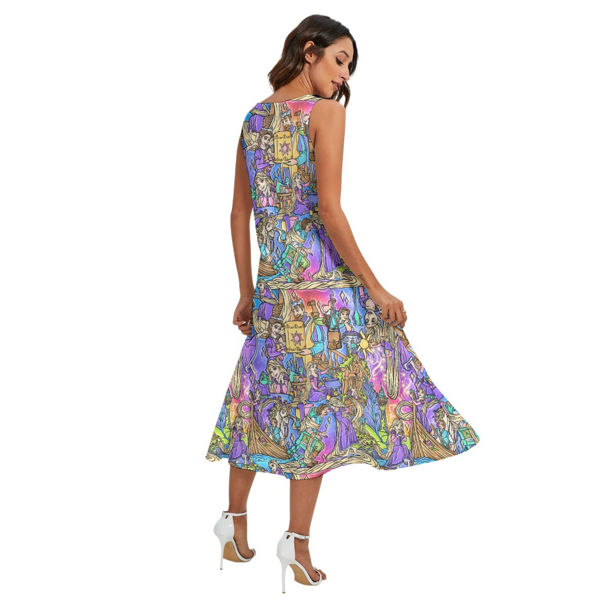 Golden Hair Storybook Scenes - Women’s Diagonal Pocket Midi Dress