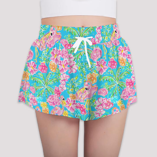 Flamingo Fiesta - Girls’ Flowy Pocket Shorts