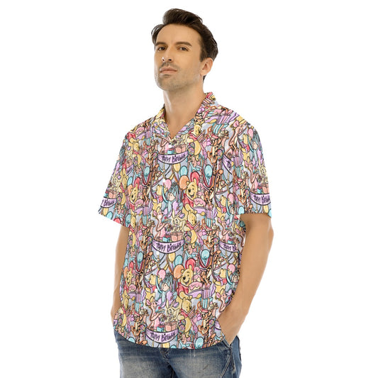 Birthday Bash in the Woods - Men's Hawaiian Button Up Shirt