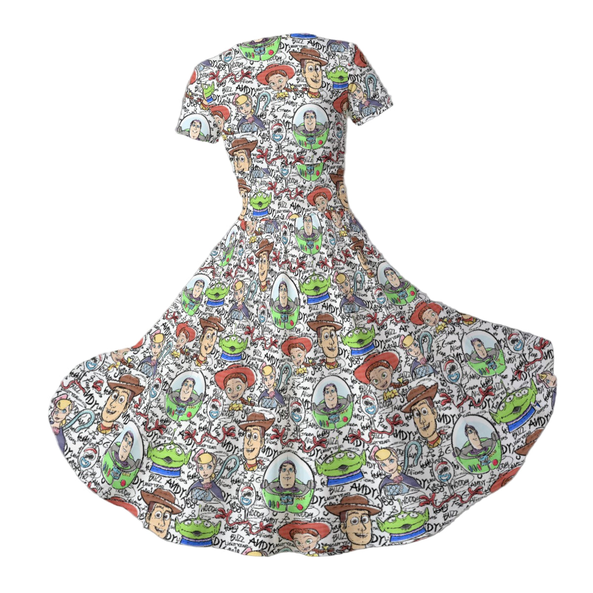 Sketch Autographs of Animated Toy Friends - Women's V-Neck Ruched Midi Dress