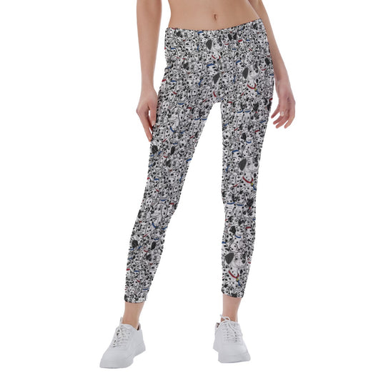 Sketchy Spotted Puppies - Women's Yoga Leggings