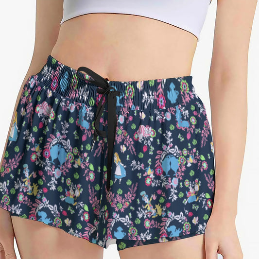 Garden Whimsy - Wonderland Dreams - Women's Flowy Pocket Shorts