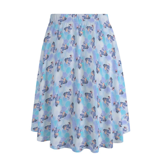 Watercolor Gentle Donkey - Women’s Pocket Midi Skirt