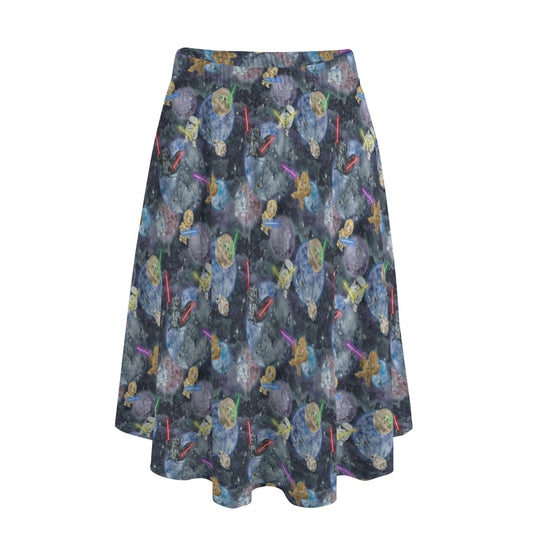 Watercolor Cosmic Battle - Women’s Pocket Midi Skirt