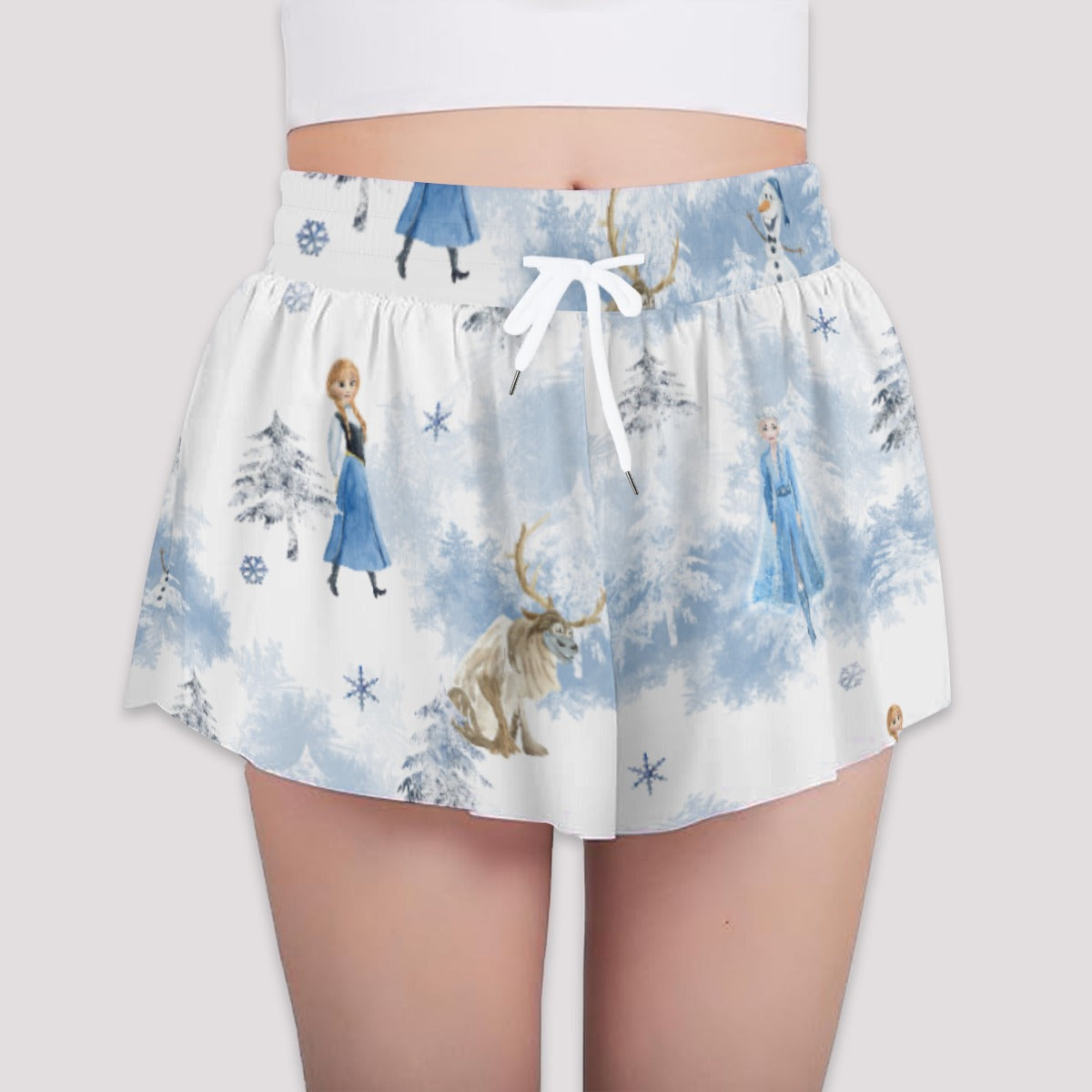 Enchanted Winter Landscape - Girls’ Flowy Pocket Shorts