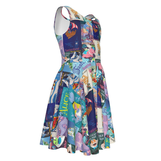Vintage Fantasy Ride Posters- Kid's Sleeveless Skater Dress
