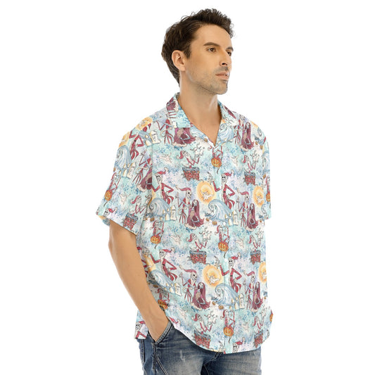 Santa Jack with Sally & Ghost DogZero - Men's Hawaiian Button Up Shirt