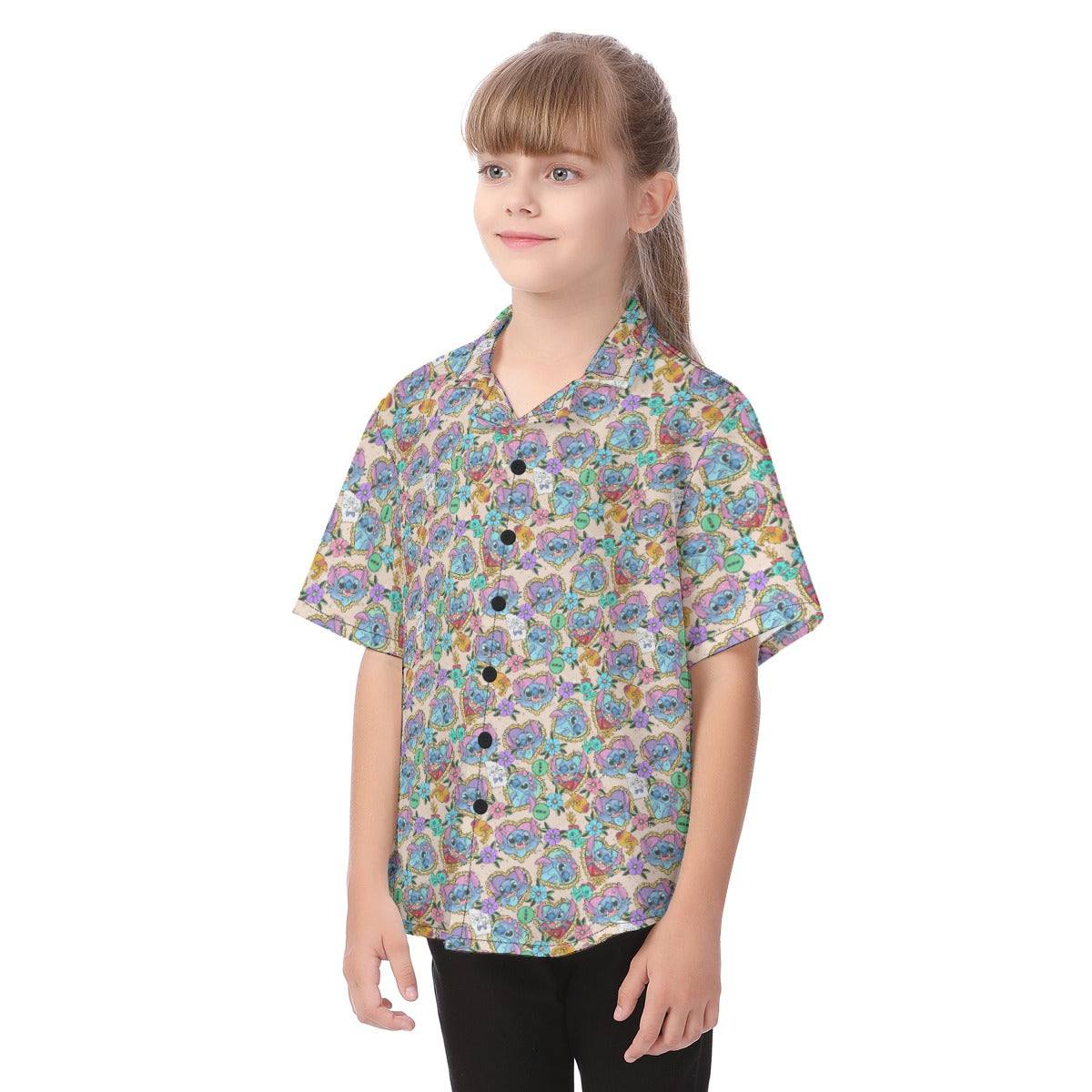 Tattoo Hearts Stitch - Kid's Hawaiian Button Up Shirt