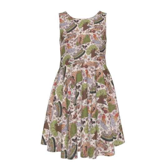 Hand Drawn AK - Kid's Sleeveless Skater Dress