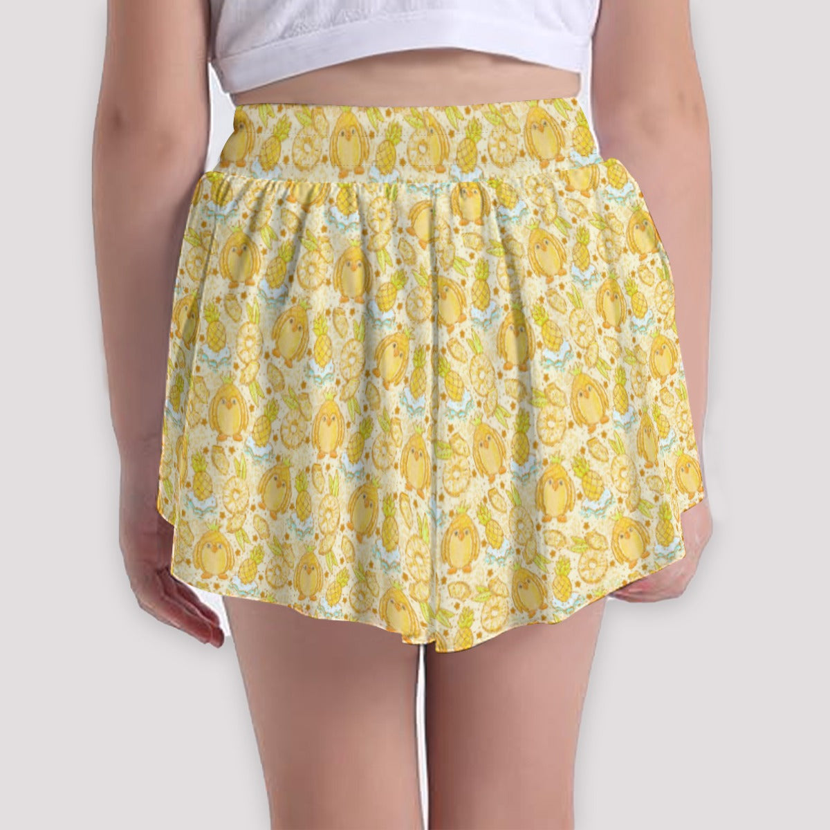 Fruitimals - Pineapple Penguins - Girls’ Flowy Pocket Shorts