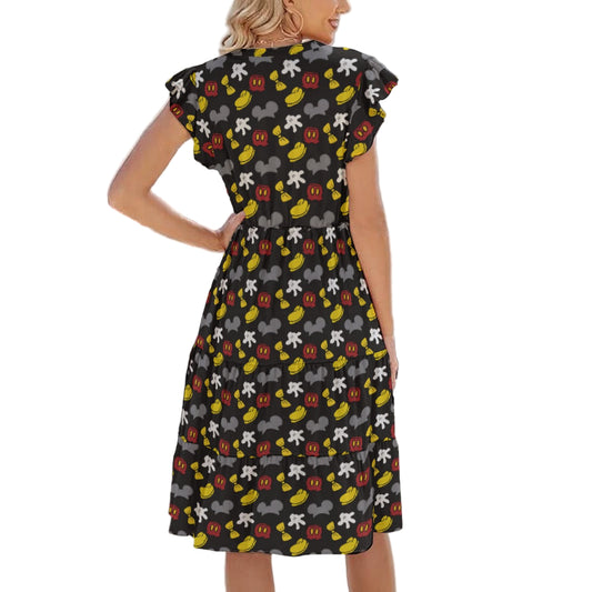 Classic Mouse Style - Women's Tiered Pocket Midi Dress