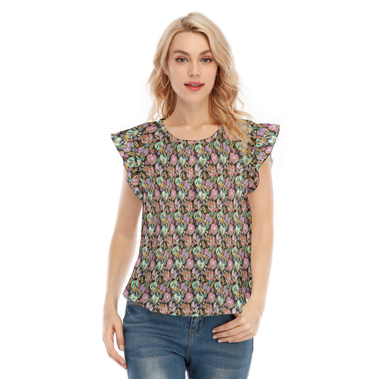 Tattoo Hearts Classic Crew - Women’s Flutter Sleeve Top