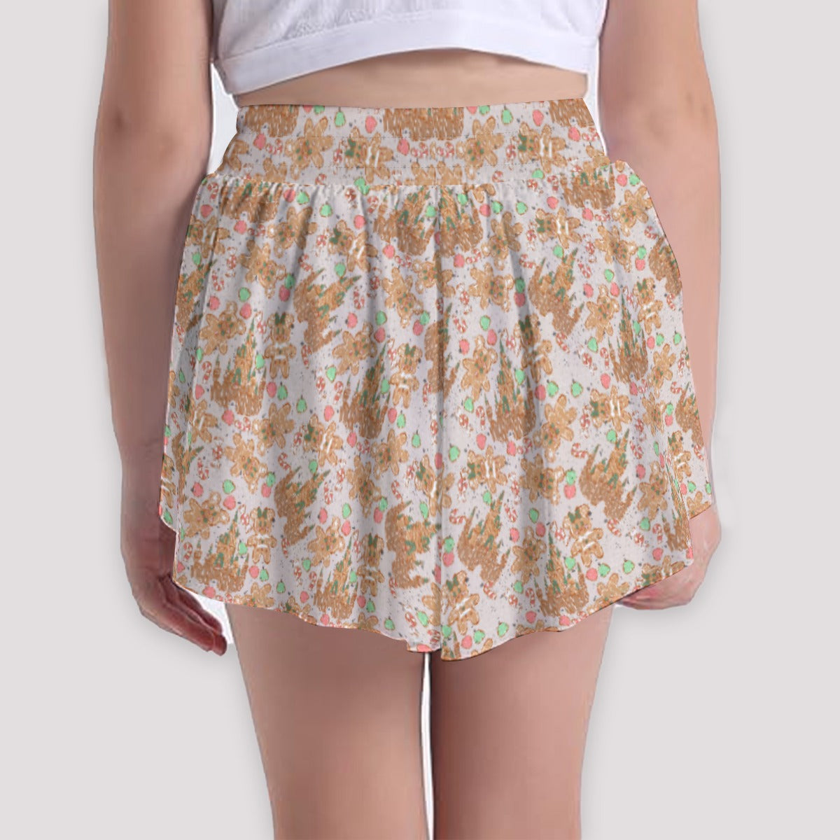 Festive Gingerbread Treats - Girls’ Flowy Pocket Shorts
