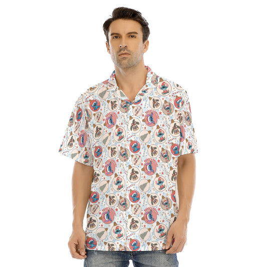Festive Elf and Ornament Fun - Men's Hawaiian Button Up Shirt