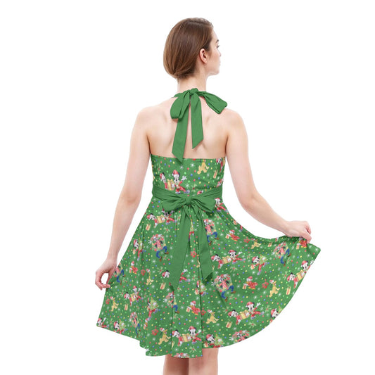 Mouse & Friends Christmas Cheertmas - Women's Halter Vintage Pocket Dress