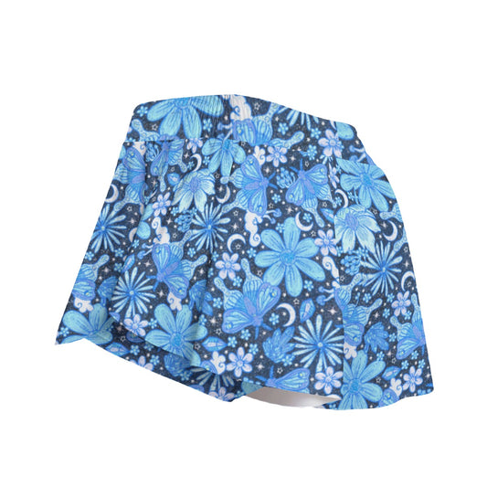 Blue Crystal Moths - Women's Flowy Pocket Shorts