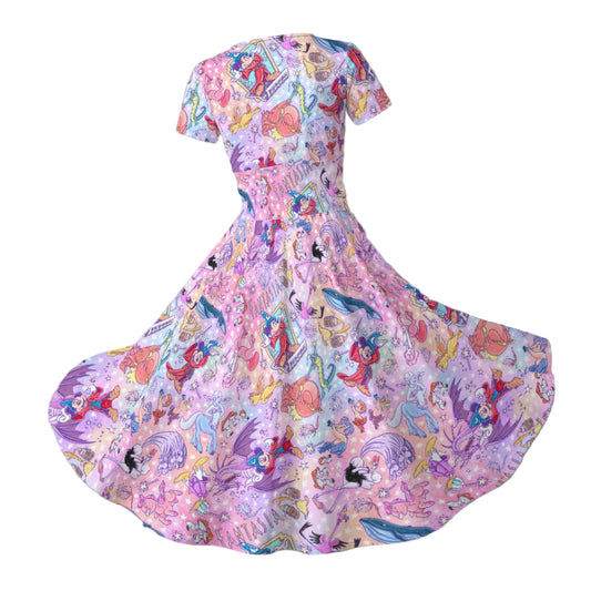 Magical Fantasia Symphony - Women's V-Neck Ruched Midi Dress