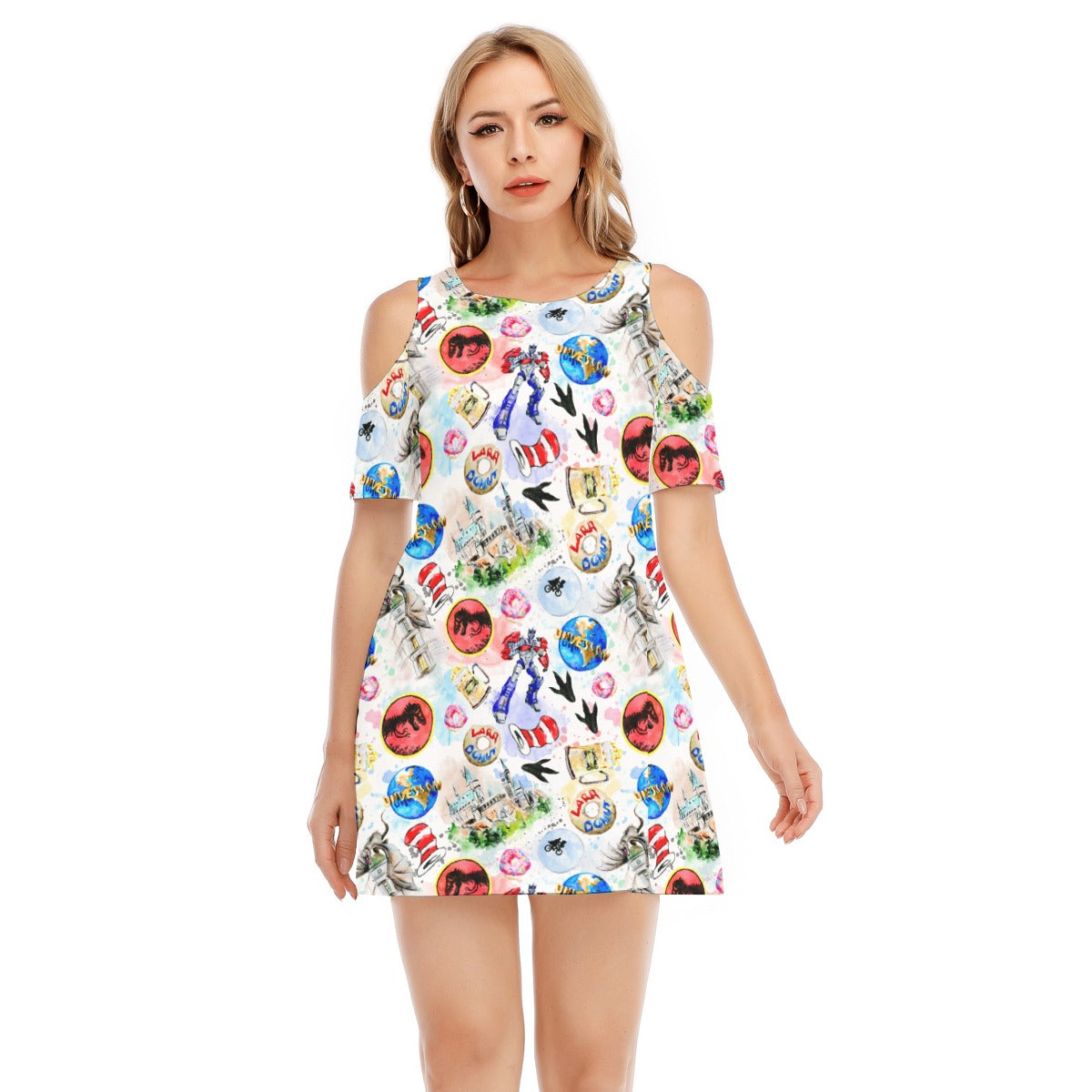 A Universal Adventure - Women's Cold Shoulder Cotton Dress