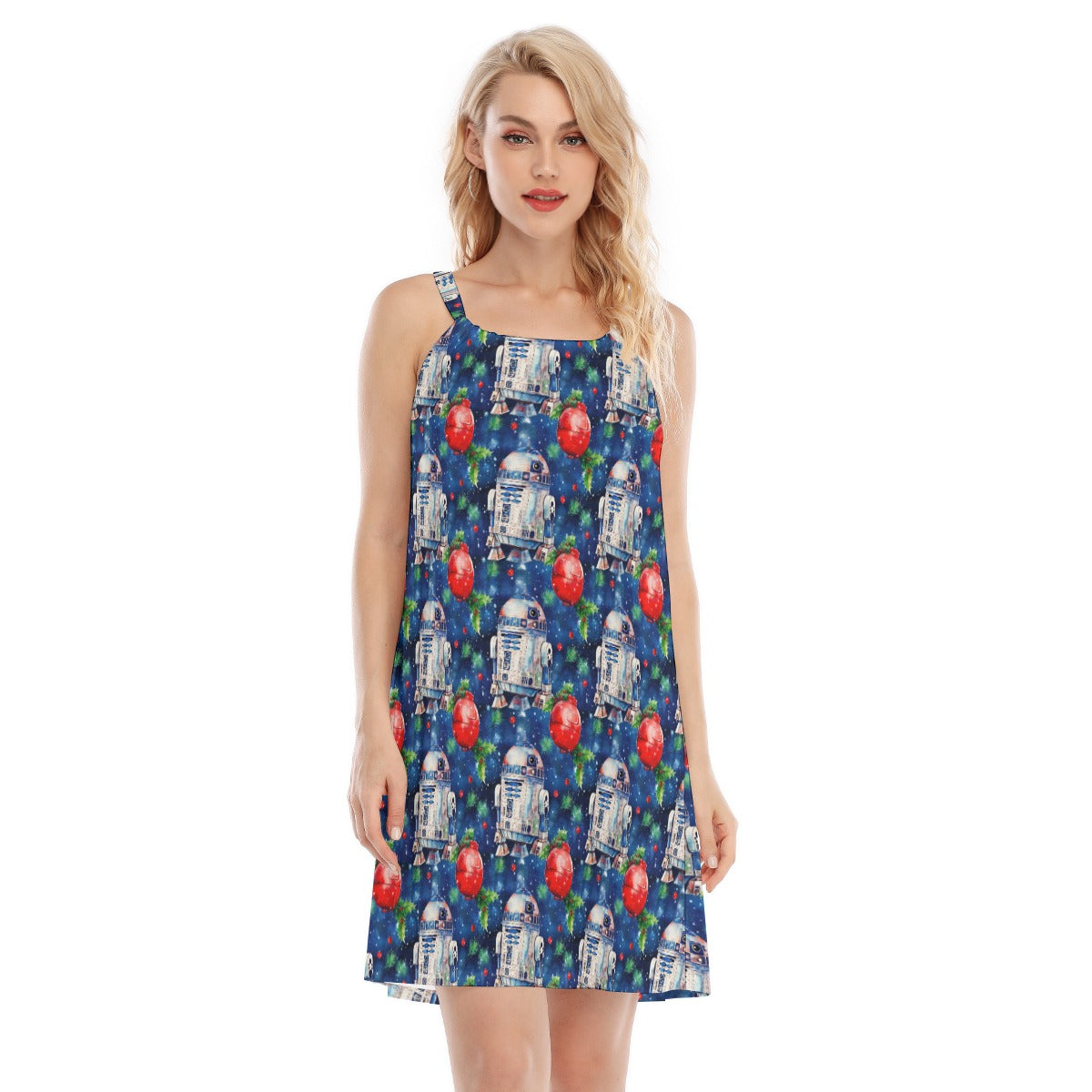 Little Blue Christmas Droid - Women’s Adjustable Sundress