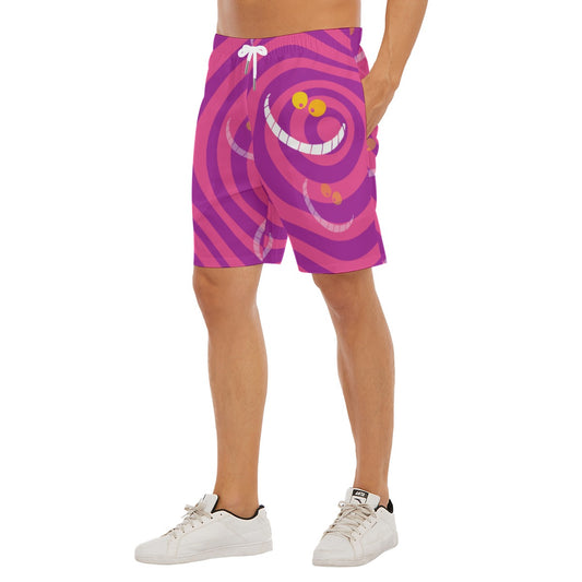 Whimsical Grinning Stripes - Men’s Pocket Beach Shorts