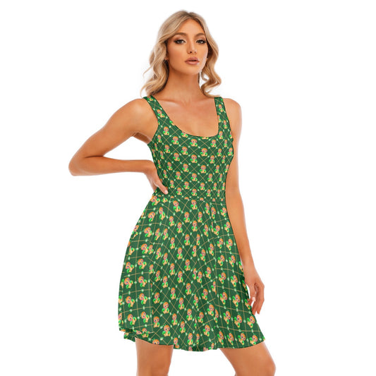 Geometric Citrus Delight - Women's Sleeveless Pocket Skater Dress