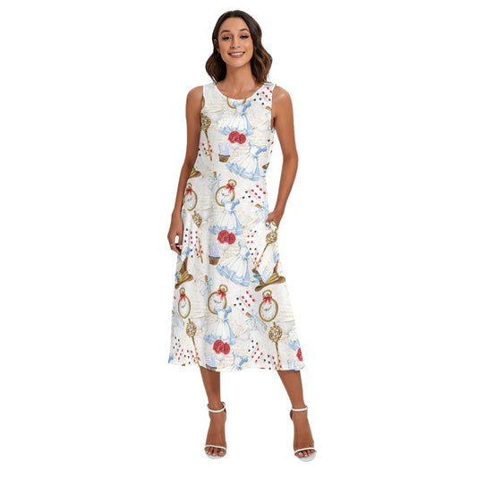 Curious Wonderland Icons - Women’s Diagonal Pocket Midi Dress
