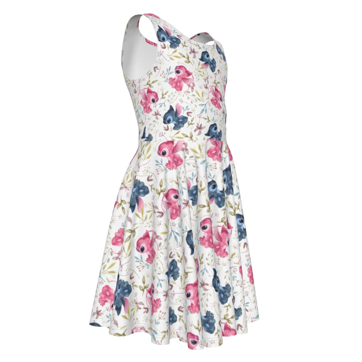 Blue Alien & Pink Friend Love- Kid's Sleeveless Skater Dress