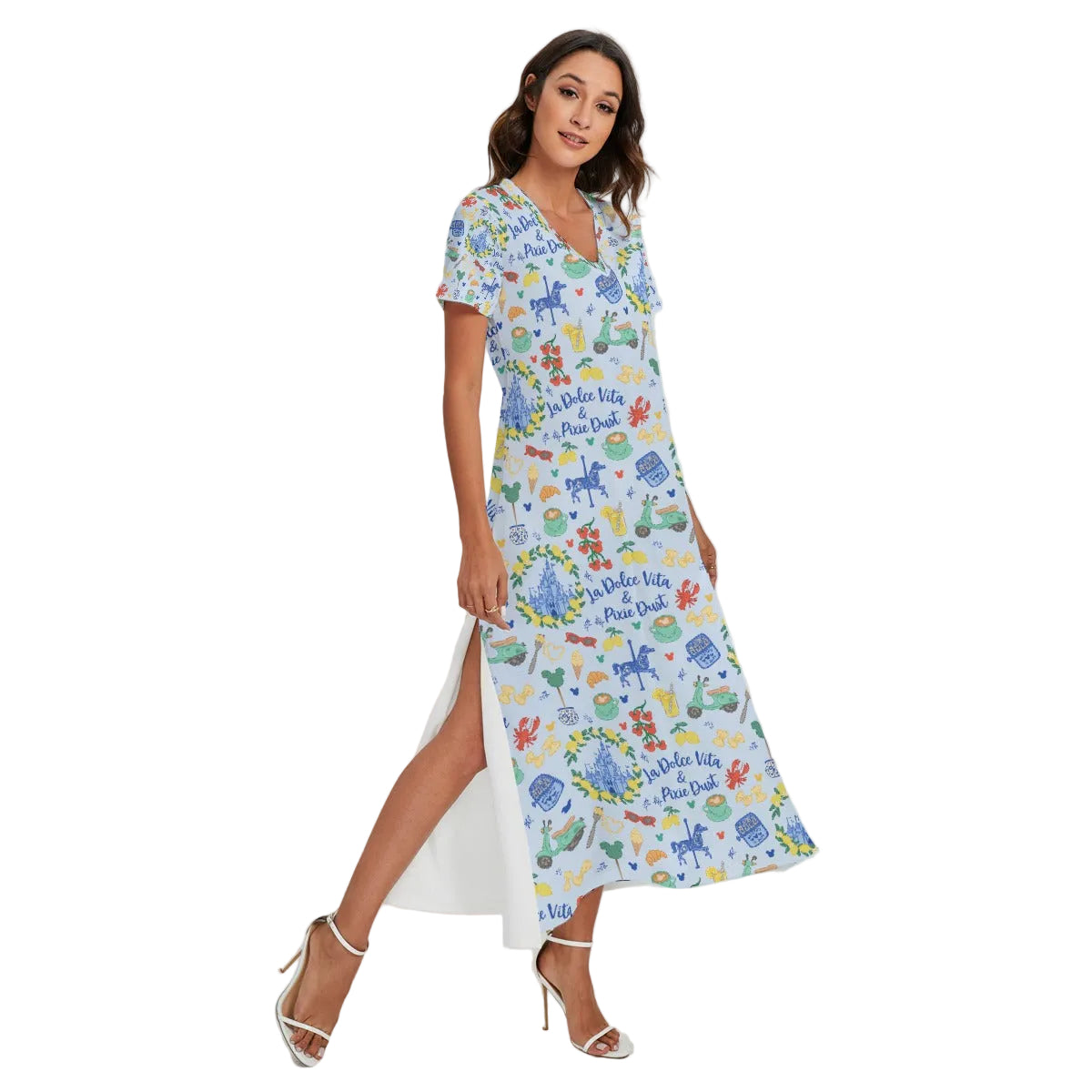 Sweet Life Pixie Dust - Women's V-Neck Side Split Maxi Dress