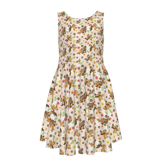 Cheeky Chipmunk Duo- Kid's Sleeveless Skater Dress