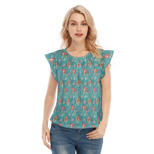 Whimsical Ocean Princess - Women’s Flutter Sleeve Top
